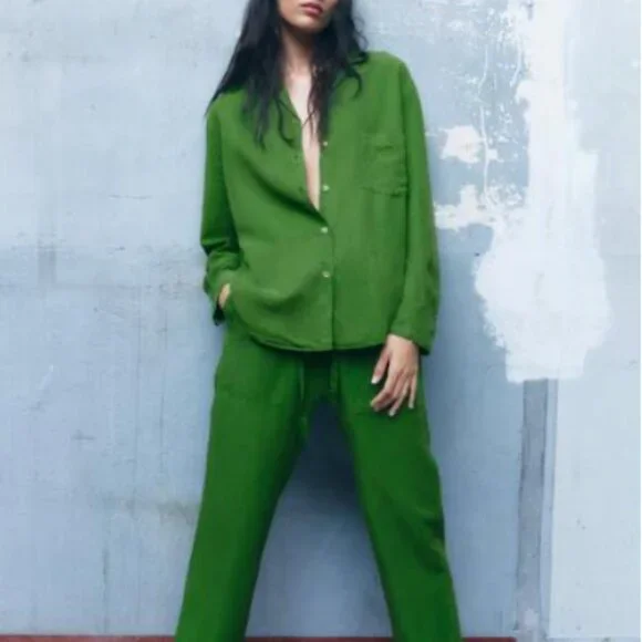 LINEN BLEND green set - Picture 1 of 9